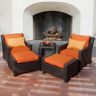 RST Outdoor Tikka 5 Piece Patio Club Chairs and Ottomans Set