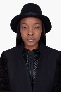 Rag & Bone Black Wool Floppy Brim Fedora Hat for women