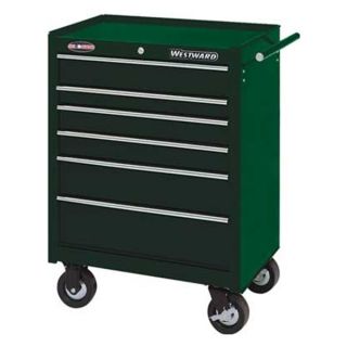 Westward 4FNR3 Rolling Cabinet, 26 1/2 W, 6 Drawer, Green