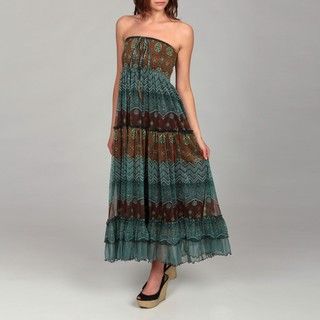 Lapis Womens Turquoise/ Brown Paisley Dress