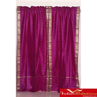 Indo Violet Red Rod Pocket Sari Sheer Curtain (43 in. x 84 in
