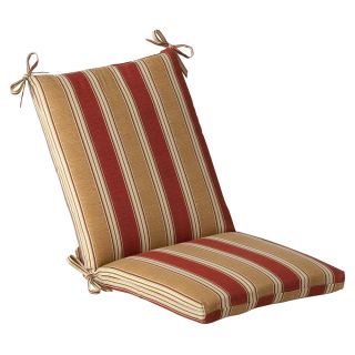 Pillow Perfect Outdoor Red/ Gold Striped Square Chair Cushion