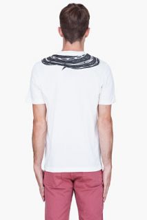 Y 3 White Scarf Print T shirt for men