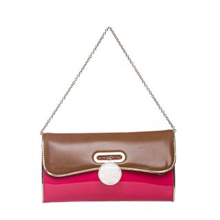 Christian Louboutin Riviera Pink/ Brown Patent Leather Clutch