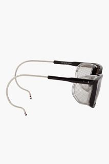 Thom Browne Black Wayfarer Mesh Trimmed Sunglasses for men