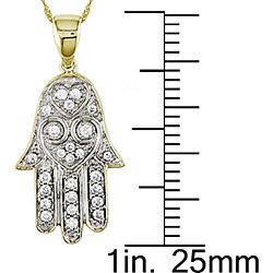 14k Gold 1/5ct TDW Diamond Hamsa Necklace