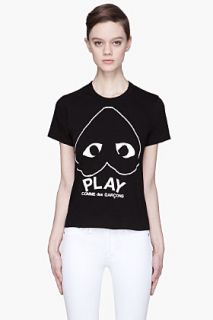 Comme Des Garçons Play  Black White Play Print T shirt for women