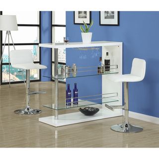 White and Chrome Metal 48 inch Bar Table
