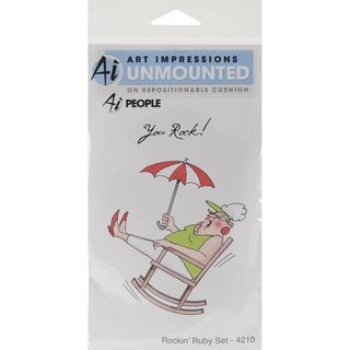 Art Impressions People Cling Rubber Stamp Rockin Ruby Set