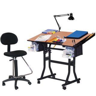 Martin Black Creation Station Drafting Table, Chair, Lamp and Tray Set