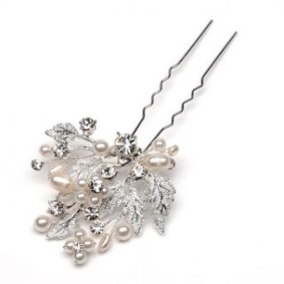 Bridal Hair Pin, Floral & Leaf Pearl Design 227 Clothing