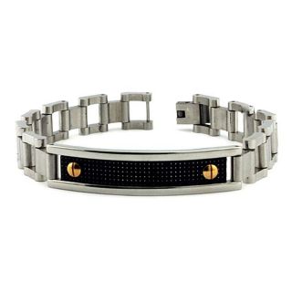 Stainless Steel Carbon Fiber Inlay ID Bracelet