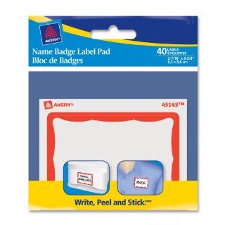 Avery Border Name Badge Label Pad, Red, 40 Labels (45143