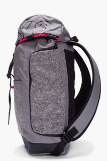 Y 3 Grey Coated Canvas Bungee Backpack for men