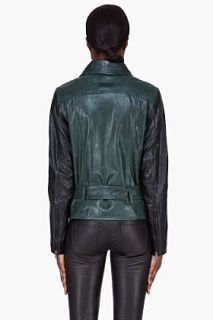 Edun Green Leather Moto Jacket for women