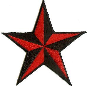 5 Red & Black 3D Nautical Star Patch Clothing