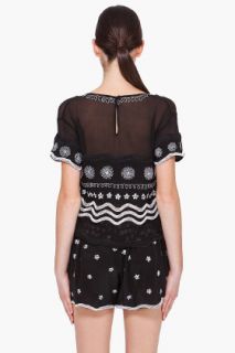 Opening Ceremony Contrast Embroidered Silk Blouse for women