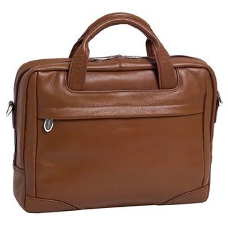McKlein Brown Bridgeport Large Leather Laptop Briefcase