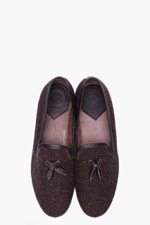 H By Hudson Brown Sayah Herringbone Tweed Loafers for men
