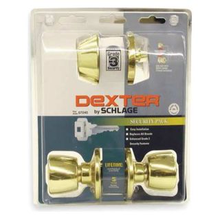 Dexter JC60V x J54V BYR 605 KD C Entry Knob, Byron, Sgl Cyl Deadbolt Brass