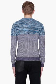 CARVEN Navy Blue Multicolor Contrasting Knit Pullover for men