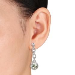 Miadora Sterling Silver Green Amethyst and Diamond Accent Earrings (H