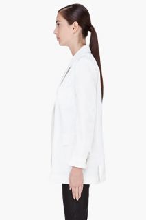 Co White Velvet Silk Blazer for women