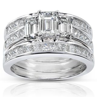 14k White Gold 2 5/8ct TDW Diamond 3 piece Bridal Ring Set (H I, SI1