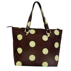 Jenni Chan Womens Green/Brown Dots Laptop Tote Bag
