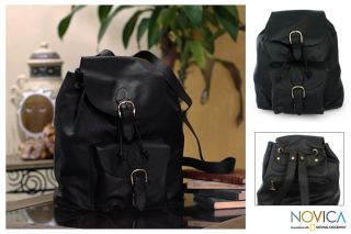 Liquorice Leather Backpack (Mexico)