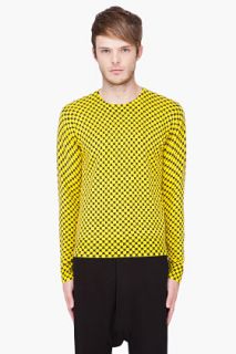 Kenzo Yellow Cashmere Cross Print Sweater for men