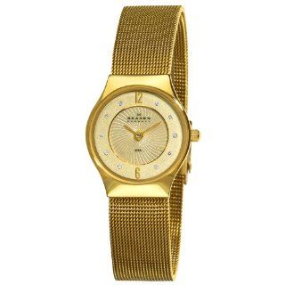Skagen Womens 233XSGGG1 Steel Gold Swarovski Crystal Dial Watch