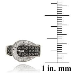DB Designs Sterling Silver with Black Diamond Accent Buckle Ring
