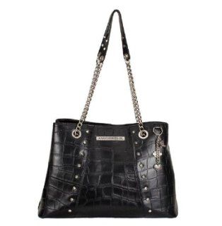 Croco Tote Bag Purse. Domed Studs. Dangling Charms. OC4406L BLK Shoes