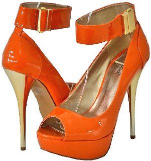 Neutral 228 Orange Patent Women Platform Sandals, 6.5 M US Shoes