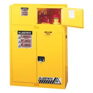 Justrite 899100 Flammable Cabinet, Vertical, 2X55 Gal., YLW