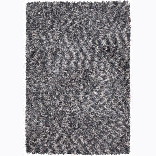 Hand woven Mandara Grey Shag Rug (5 x 76)