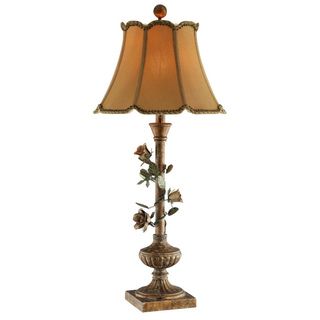 Rose Vine Lamp with Gold Scallop Trimmed Shade