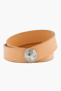 Balmain Beige Buffed Leather Bracelet for men