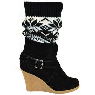 Muk Luks Womens Buckled Wedge Sock Boots