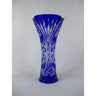 Black Tie Crystal Tall Cobalt Blue Lotus Vase (Russia)