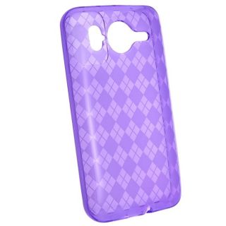 Clear Purple Argyle TPU Rubber Case for HTC Inspire 4G