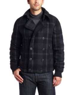 J.C. Rags Mens Double Breasted Caban Check Jacket