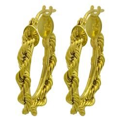 10k Yellow Gold Oval Rope Hoop Earrings