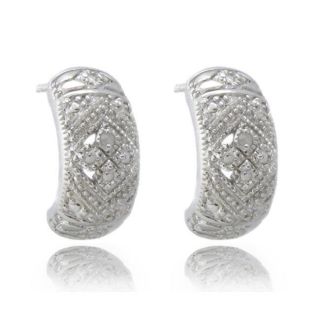 Sterling Silver Diamond Accent Half Hoop Earrings