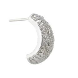 Sterling Silver Diamond Accent Half Hoop Earrings