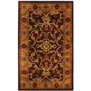 Handmade Taj Mahal Burgundy/ Gold Wool Rug (3 x 5)