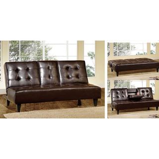 Vinyl Leatherette Tufted Convertible Futon/ Sofa Bed