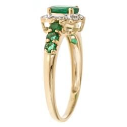 Yach 10k Yellow Gold Zambian Emerald and 1/10ct TDW Diamond Ring (G