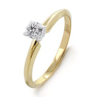 14k Yellow Gold Round 4 Prong Solitaire Diamond Ring (.05